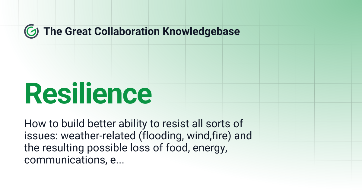 Resilience | The Great Collaboration Knowledgebase